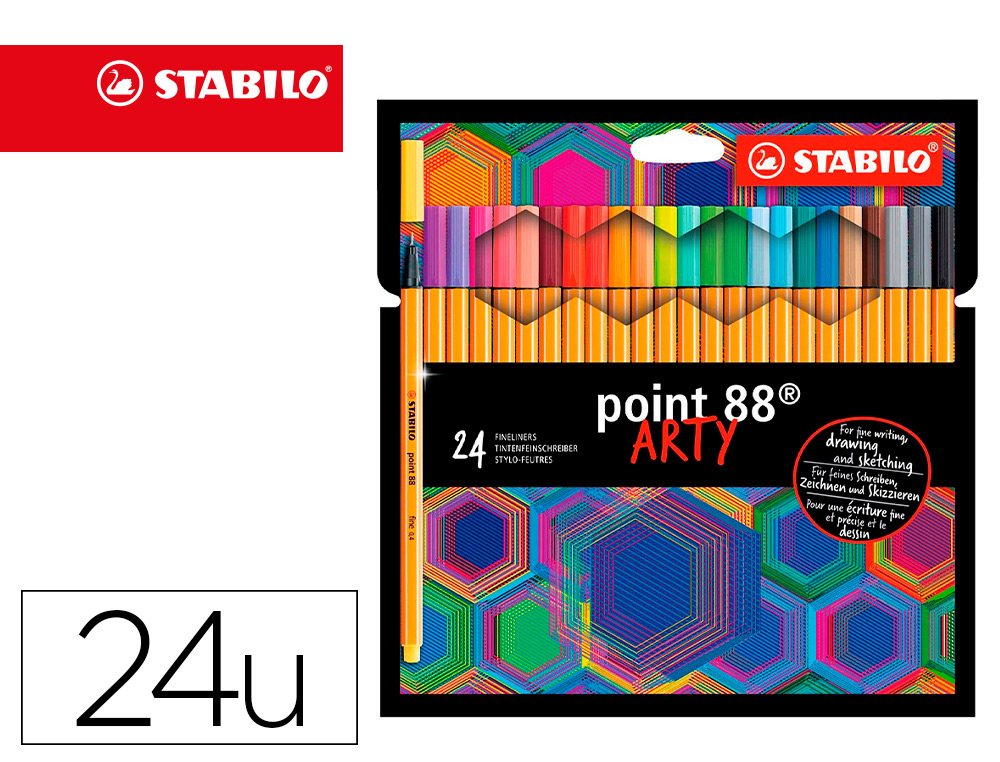 ROTULADOR STABILO POINT 88 PUNTA DE FIBRA ARTY LINE ESTUCHE CARTON DE 24 UNIDADES COLORES SURTIDOS
