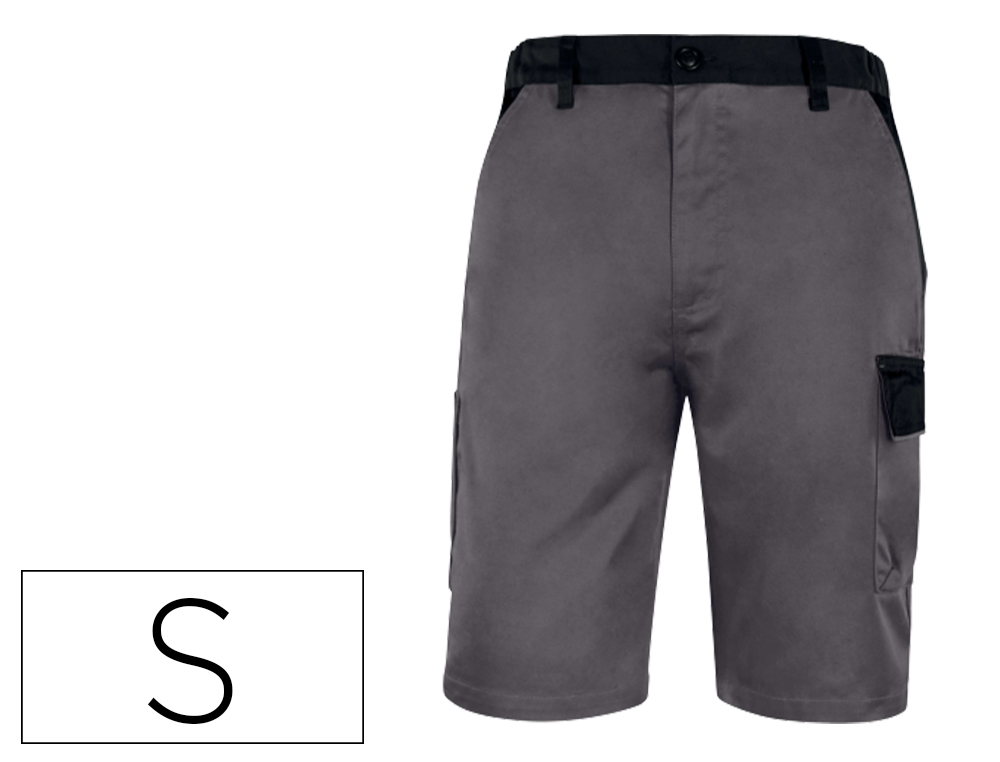 PANTALON DE TRABAJO DELTAPLUS BERMUDA CINTURA AJUSTABLE 5 BOLSILLOS COLOR GRIS TALLA S