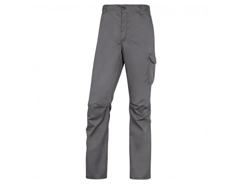 PANTALON DE TRABAJO DELTAPLUS CINTURA ELASTICA 5 BOLSILLOS COLOR GRIS / NEGRO TALLA XS