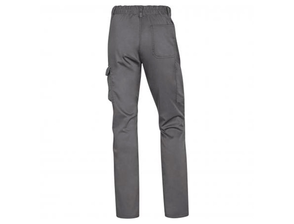 PANTALON DE TRABAJO DELTAPLUS CINTURA ELASTICA 5 BOLSILLOS COLOR GRIS / NEGRO TALLA XS