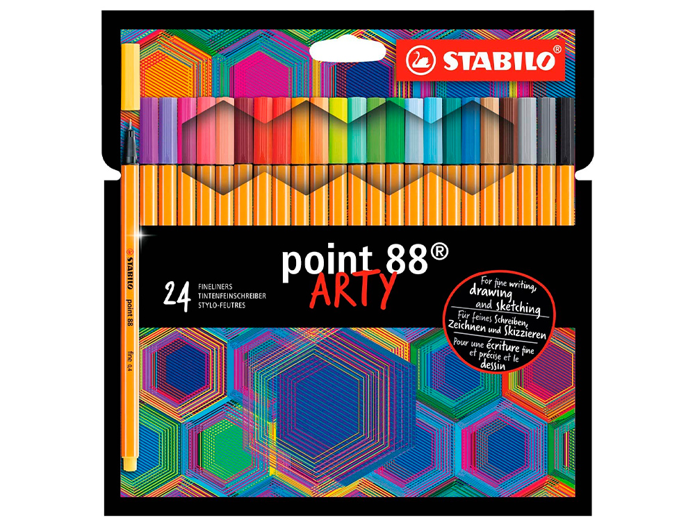 ROTULADOR STABILO POINT 88 PUNTA DE FIBRA ARTY LINE ESTUCHE CARTON DE 24 UNIDADES COLORES SURTIDOS