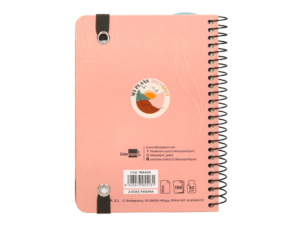 AGENDA ESCOLAR LIDERPAPEL CURSO 23-24 COLLEGE CLASSIC MY PLANS MINI BILINGUE DOS DIAS PAGINA ESPIRAL