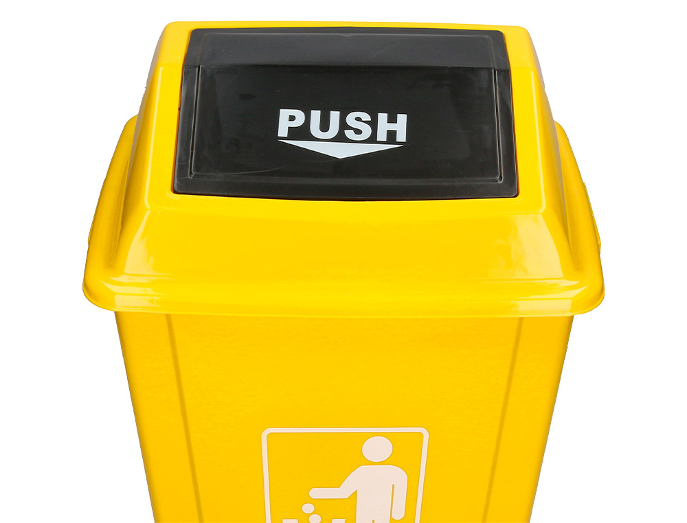 PAPELERA CONTENEDOR Q-CONNECT PLASTICO CON TAPA DE BALANCIN 20 LITROS 340X240X450 MM AMARILLO