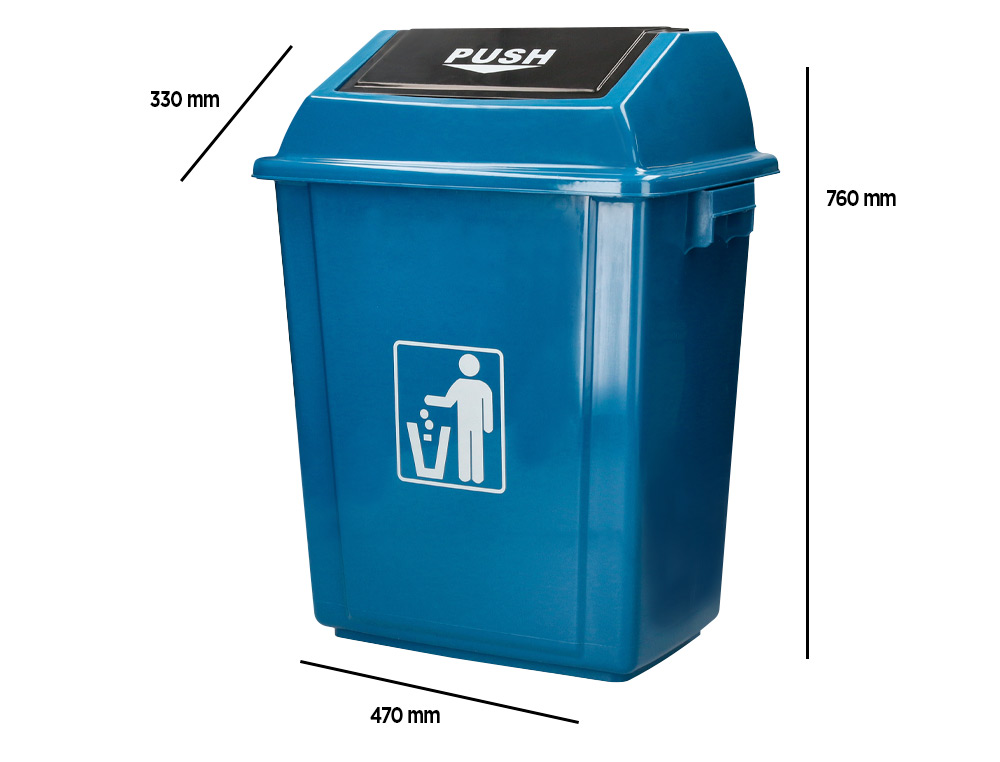 PAPELERA CONTENEDOR Q-CONNECT PLASTICO CON TAPA DE BALANCIN 58 LITROS 470X330X760 MM AZUL
