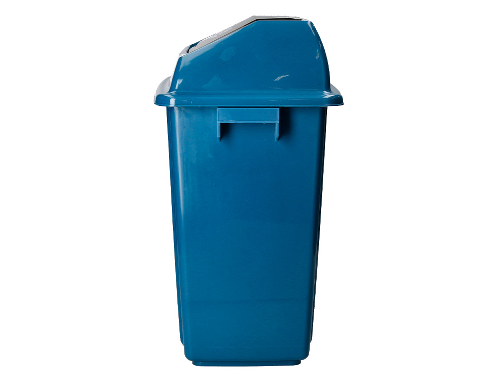 PAPELERA CONTENEDOR Q-CONNECT PLASTICO CON TAPA DE BALANCIN 58 LITROS 470X330X760 MM AZUL