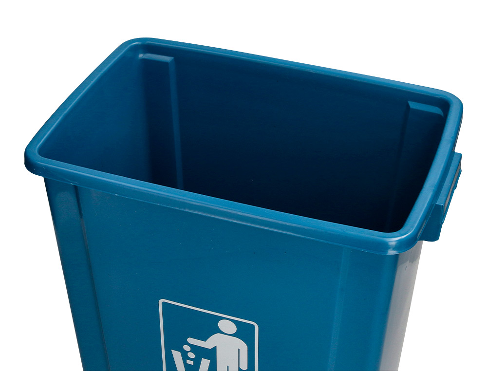 PAPELERA CONTENEDOR Q-CONNECT PLASTICO CON TAPA DE BALANCIN 58 LITROS 470X330X760 MM AZUL