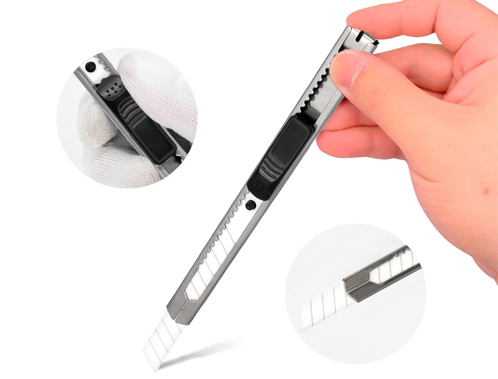 CUTER Q-CONNECT METALICO ESTRECHO CUCHILLA CERAMICA 9 MM XD-C18 CON CLIP BLISTER 1 UNIDAD