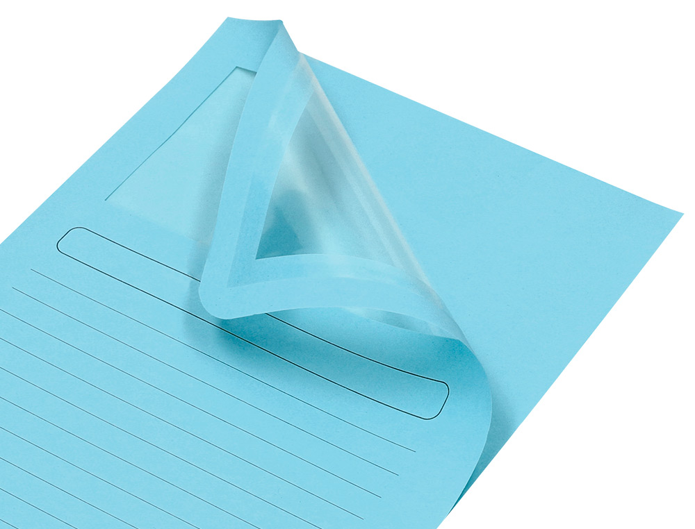 SUBCARPETA CARTULINA Q-CONNECT DIN A4 AZUL CON VENTANA TRANSPARENTE 120 GR
