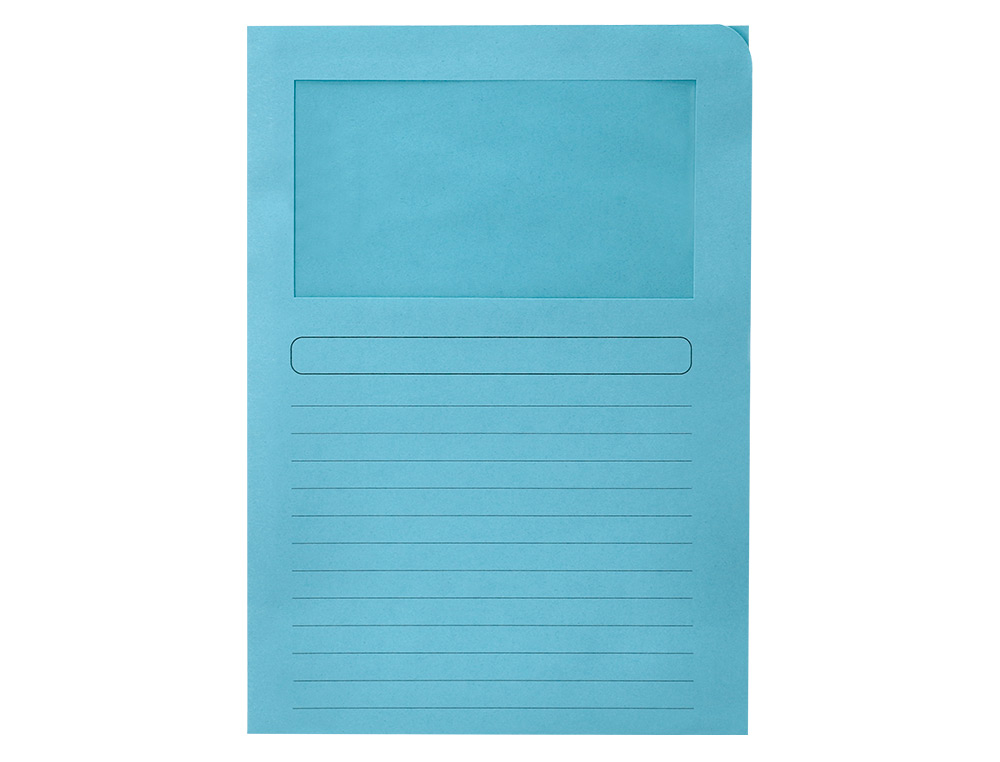 SUBCARPETA CARTULINA Q-CONNECT DIN A4 AZUL CON VENTANA TRANSPARENTE 120 GR