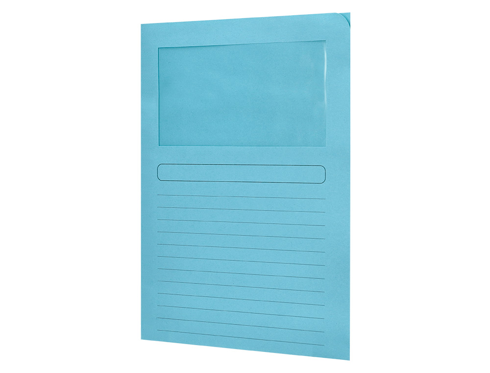 SUBCARPETA CARTULINA Q-CONNECT DIN A4 AZUL CON VENTANA TRANSPARENTE 120 GR