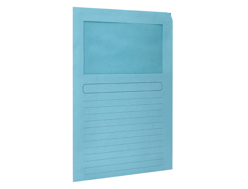 SUBCARPETA CARTULINA Q-CONNECT DIN A4 AZUL CON VENTANA TRANSPARENTE 120 GR