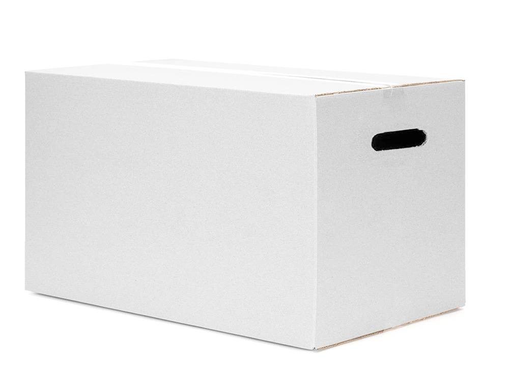 CAJA PARA EMBALAR Q-CONNECT AMERICANA ULTRA RESISTENTE CON ASAS CARTON CANAL DOBLE 7 MM COLOR BLANCO 450X280X375 MM