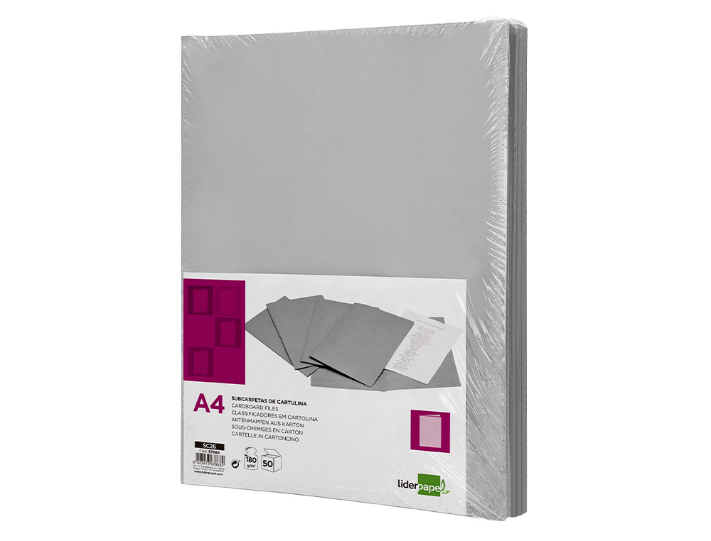 SUBCARPETA LIDERPAPEL A4 GRIS 180G/M2