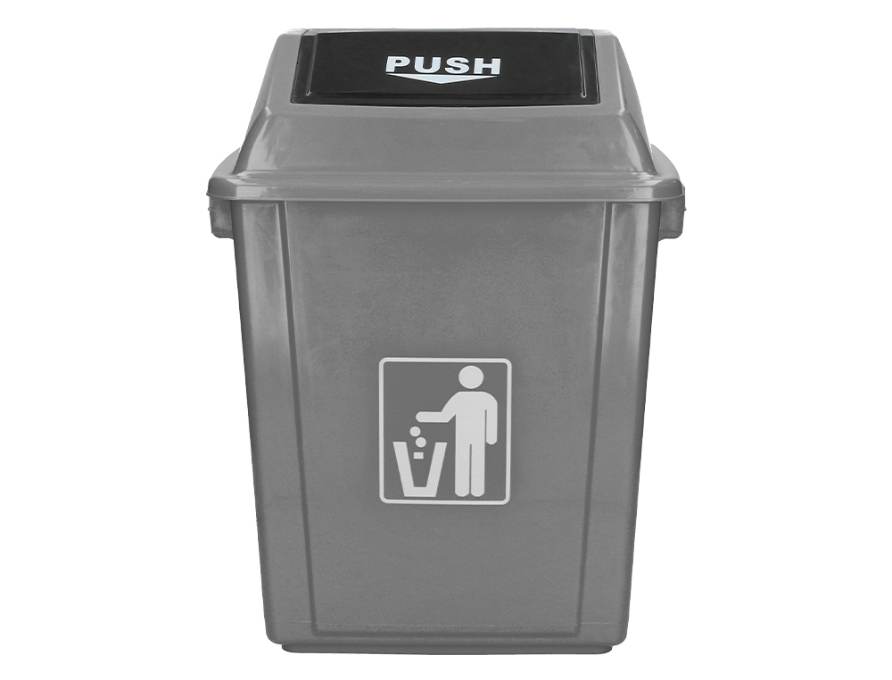 PAPELERA CONTENEDOR Q-CONNECT PLASTICO CON TAPA DE BALANCIN 40 LITROS GRIS 410X280X610 MM