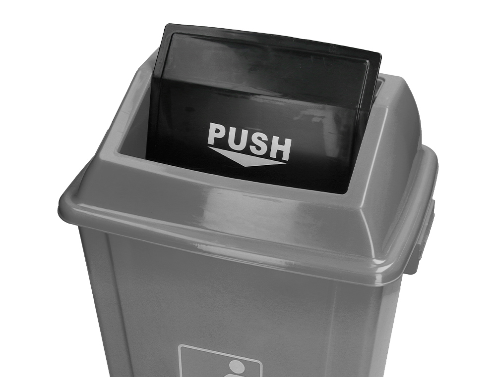 PAPELERA CONTENEDOR Q-CONNECT PLASTICO CON TAPA DE BALANCIN 40 LITROS GRIS 410X280X610 MM