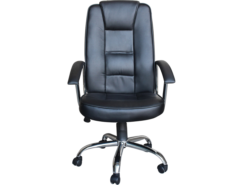 SILLA DE DIRECCION Q-CONNECT CON RESPALDO ALTO REGULABLE EN ALTURA ALTO 1115+85MM ANCHO 500MM Y PROF 490MM NEGRA