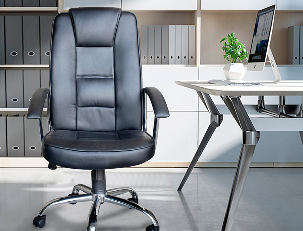 SILLA DE DIRECCION Q-CONNECT CON RESPALDO ALTO REGULABLE EN ALTURA ALTO 1115+85MM ANCHO 500MM Y PROF 490MM NEGRA