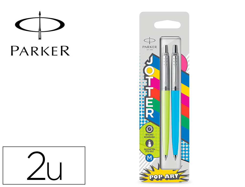 BOLIGRAFO PARKER JOTTER ORIGINALS POP ART EDICION ESPECIAL PACK DUO PROMOCIONAL VERDE LIMA/AZUL BRILLANTE