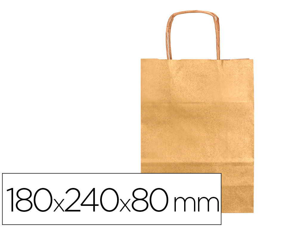 BOLSA PAPEL Q-CONNECT KRAFT ORO XS CON ASA RETORCIDA 180X240X80 MM