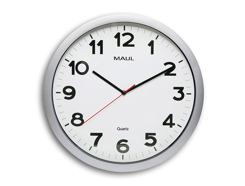 RELOJ MAUL STEP DE PARED REDONDO 40 CM DIAMETRO ELECTRICO COLOR PLATA