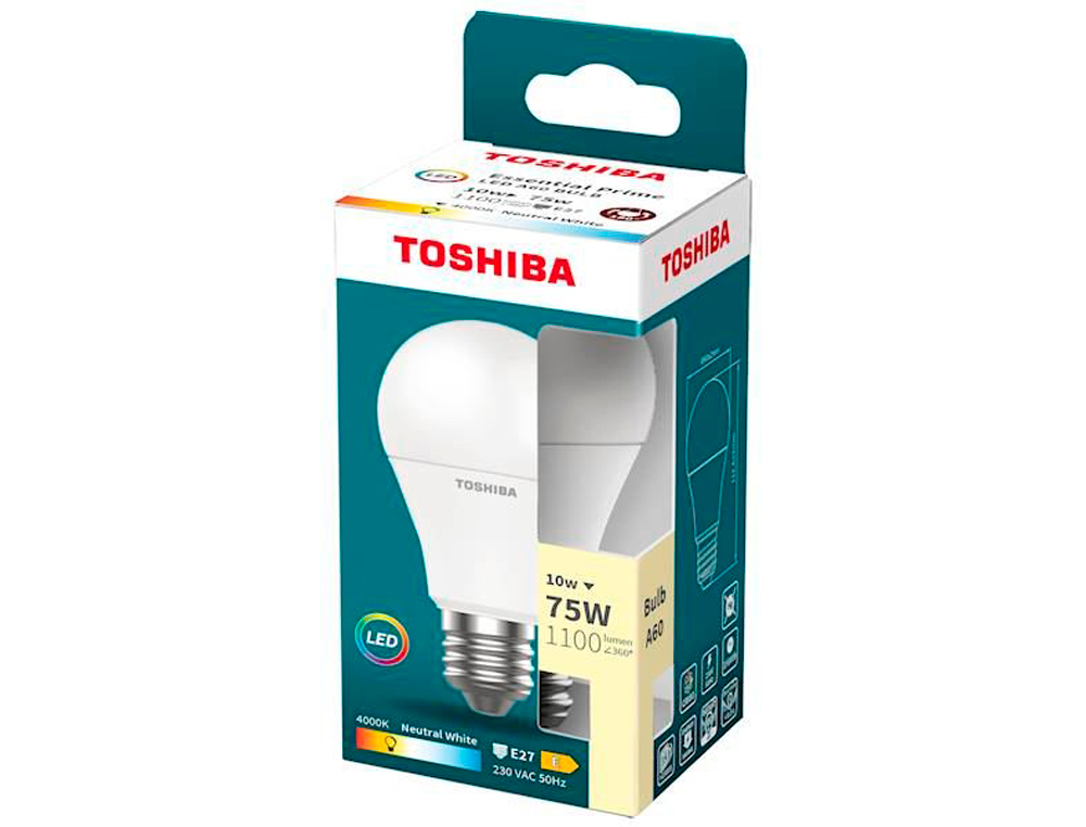 BOMBILLA LED TOSHIBA ESSENTIAL A60 E27 10W LUZ NEUTRA 4000K