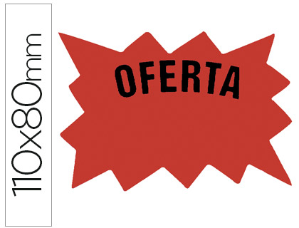 CARTEL ETIQUETA MARCAPRECIOS CARTULINA ROJO FLUORESCENTE BOLSA DE 50 ETIQUETAS -TAMAO 110X80 MM