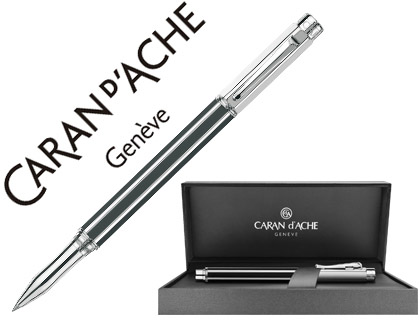 ROLLER CARAN D'ACHE VARIUS LACA CHINA NEGRA PLACADO RODIO CON ESTUCHE PUNTA MEDIA