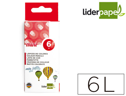 LAPICES DE COLORES LIDERPAPEL CORTOS CAJA DE 6 COLORES